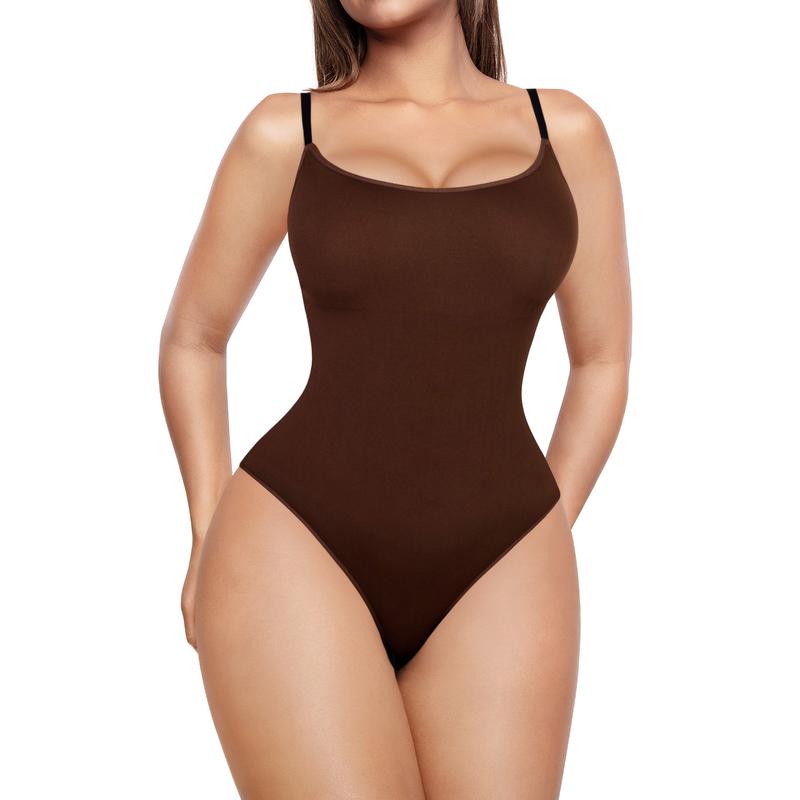 FeelinGirl Sleeveless Strap Bodycon Bodysuit Tops Thong  Shaper Women Comfort Fabric Slim Womenswear