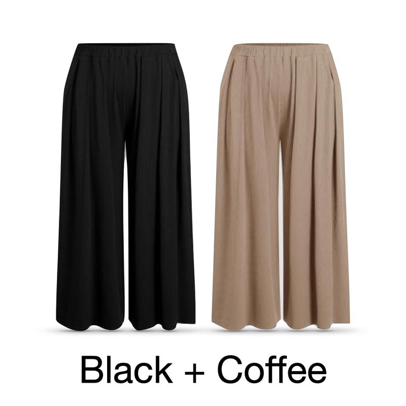 Cider [Extra discount] 2 Pants Set Stretchy Wide Leg Pants