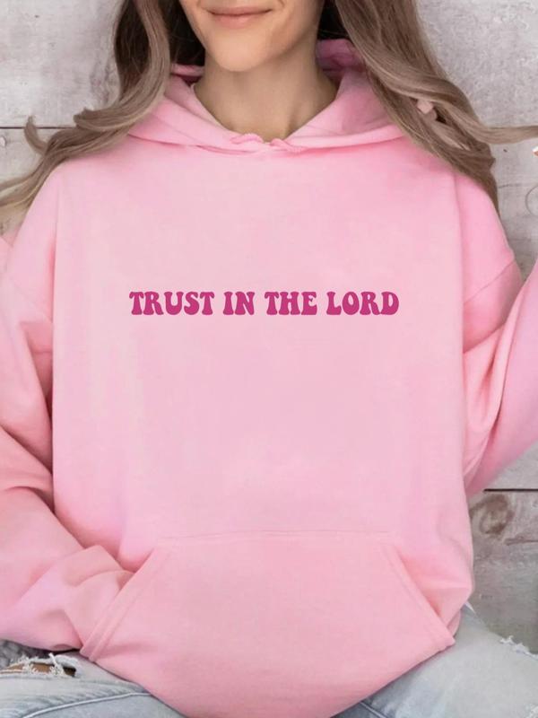 Women's Letter Print Hoodie, Casual Slogan Print Hooded Sweatshirt for Spring & Fall, Fashion Women's Clothes for Daily Wear