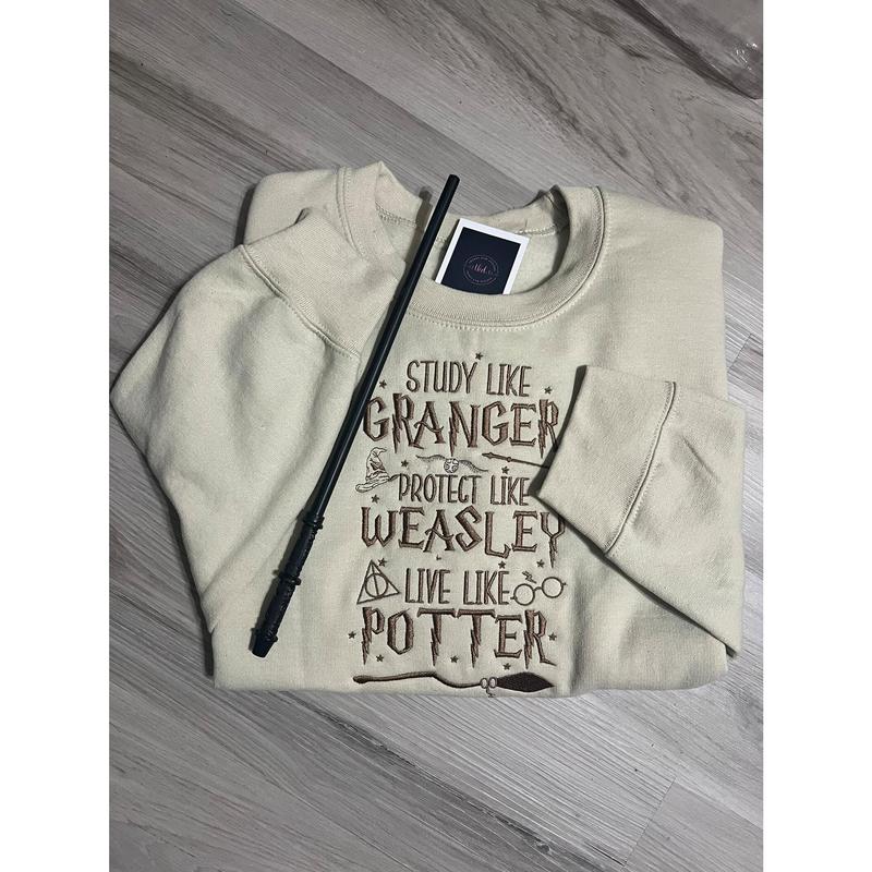 HG Granger T-Shirt inspired Embroidered - wizard magic world crewneck- embroidered wizard sweater Harry