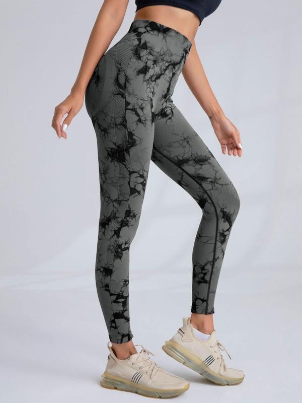 Women's Tie Dye Print High Waist Leggings, 3 Counts Casual Comfy Breathable Skinny Pants for Daily Wear, Ladies Bottoms for All Seasons