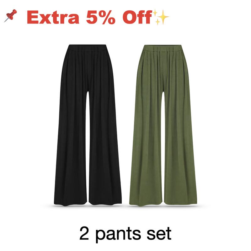 Cider [Extra discount] 2 Pants Set Stretchy Wide Leg Pants