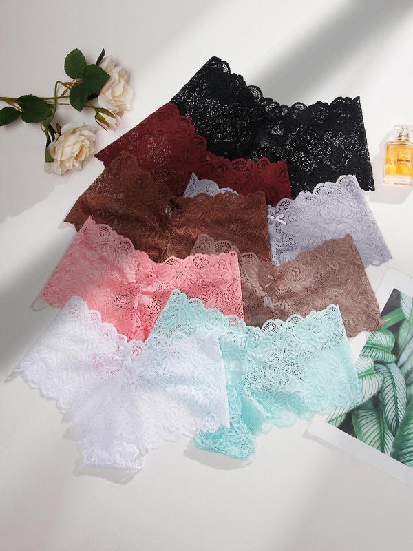 Women's Bow Front Lace Panty, Soft Comfy Breathable Knicker for Daily Wear, Underwear for All Seasons