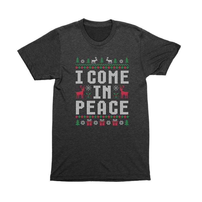 Matching Couples Christmas Shirts, Peace and I Come in Peace Graphic Tee, Funny Adult Humor Shirt