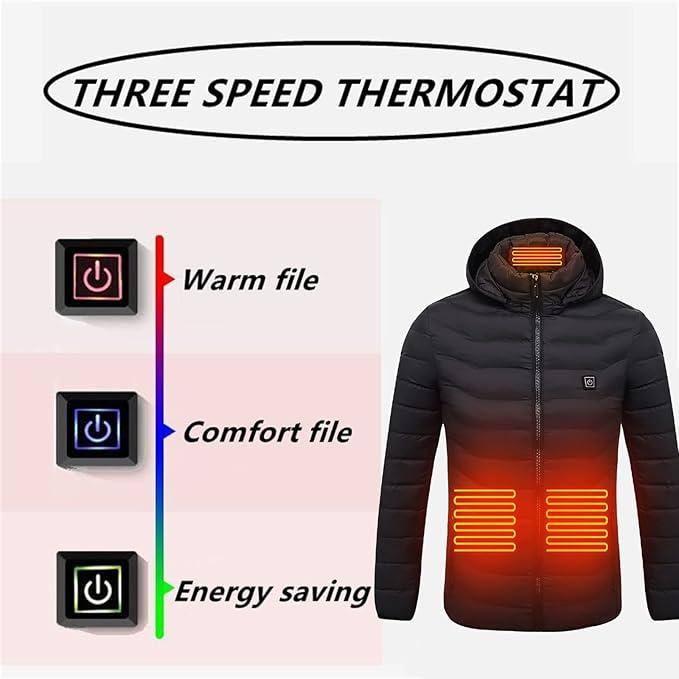 Women's Smart Heated Jacket with 9-Zone Control Heating and Detachable Cap battery pack puffer jacket