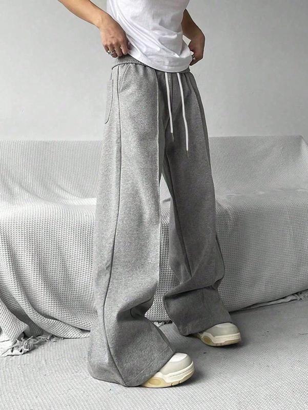 Wide Leg Sweatpants Baggy Athletic Drawstring Waist Flared Sweatpants Loose Casual Trousers with Pockets