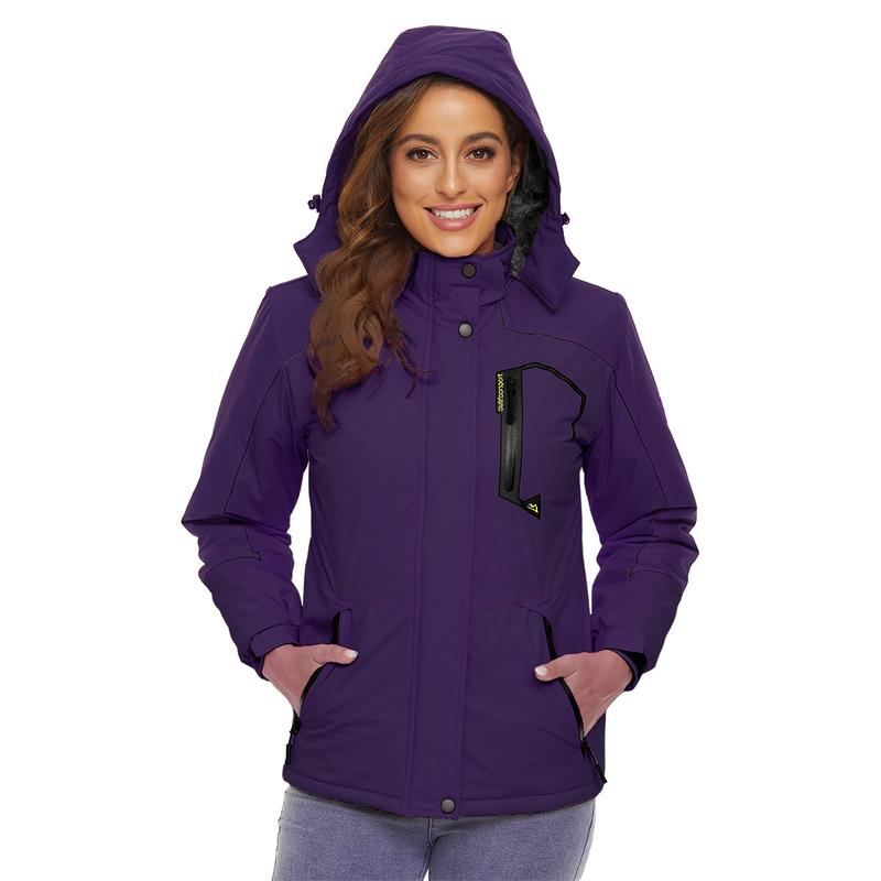 Women's Waterproof Ski Jacket Hooded Fleece Lined Warm Winter Jacket Snow Coat Mountain Windproof Rain Windbreaker