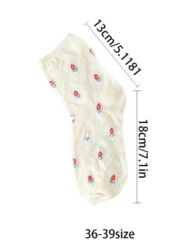 Women's 9 Pairs Ditsy Floral Print Crew Socks with 3d Textured Design, Casual Comfortable Breathable Socks for Daily Wear, Multipack Knit Socks for All Seasons