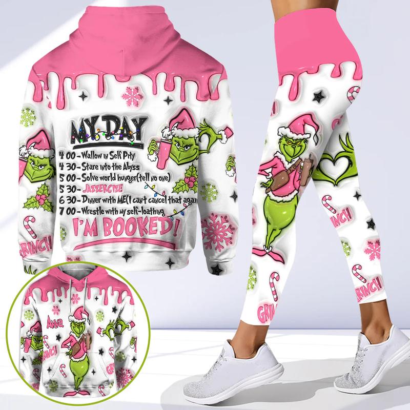 I'm Booked - Personalized Green  Christmas Hoodie and Leggings DN100