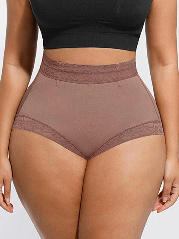 Women's Contrast Lace High Waist Shapewear Shorts, Tummy Control Butt Lifting Shapewear Bottoms, Body Shapewear, High Stretch Comfortable Shaper for Daily Wear Sexy