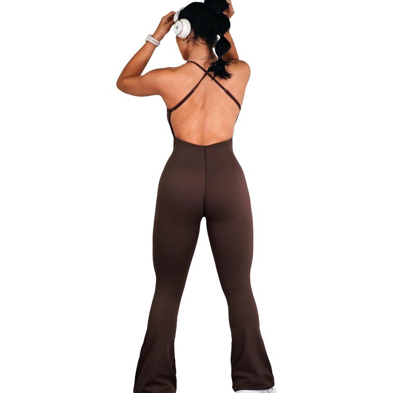 Bootcut Flare Jumpsuit (Cocoa Brown)