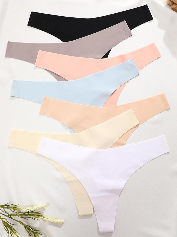 Women's Minimalist Solid Color Thong, Lady Basic Comfy Breathable Seamless Panty for Daily Everyday Wear, Women's Underwear for All Seasons, Korean Streetwear, Summer Wear 2024, Womenswear Panties