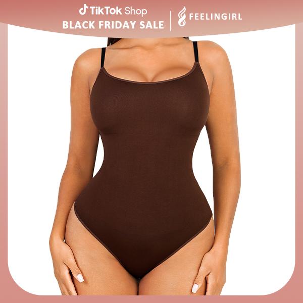 FeelinGirl Sleeveless Strap Bodycon Bodysuit Tops Thong  Shaper Women Comfort Fabric Slim Womenswear