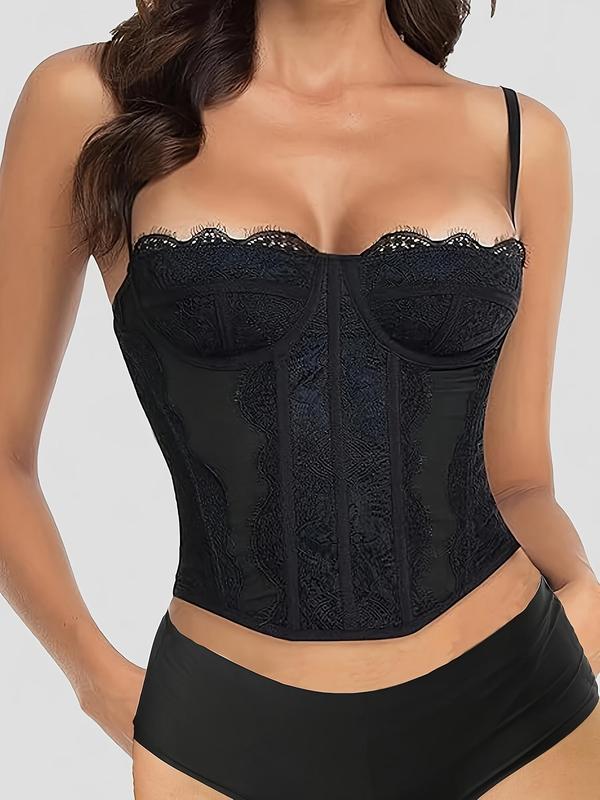 Women's Lace Bustier Corset Top, Adjustable Strap Asymmetrical Hem Shapewear Camisole, Women's Shapewear Top for Daily Wear