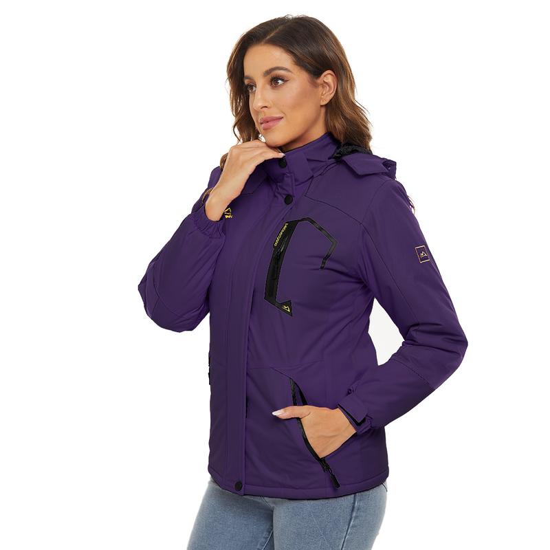 Women's Waterproof Ski Jacket Hooded Fleece Lined Warm Winter Jacket Snow Coat Mountain Windproof Rain Windbreaker