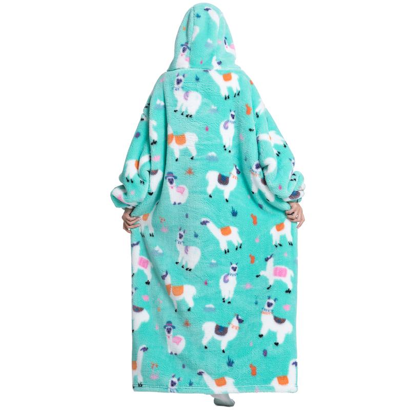 Oversized Wearable Blanket Hoodie Cute Penguin Print Hoodie Blanket Sweatshirt Pullover Room Comfortable Hoodie Nightgown with Big Pocket, Halloween Blanket, Halloween Decor Loungewear Pajama Womenswear Long Sleeves Homewear Outfits