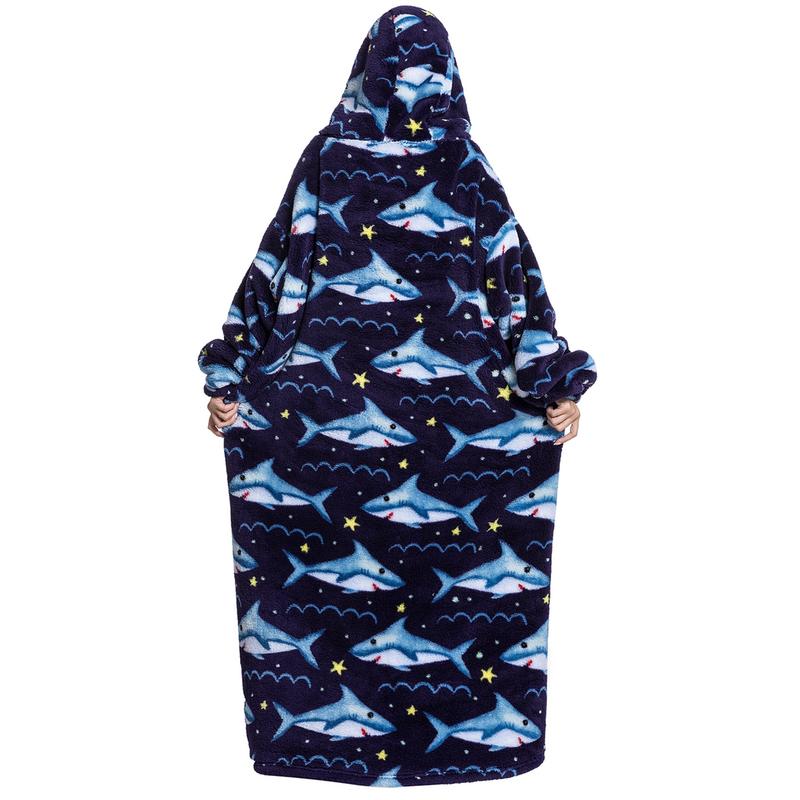 Oversized Wearable Blanket Hoodie Cute Penguin Print Hoodie Blanket Sweatshirt Pullover Room Comfortable Hoodie Nightgown with Big Pocket, Halloween Blanket, Halloween Decor Loungewear Pajama Womenswear Long Sleeves Homewear Outfits