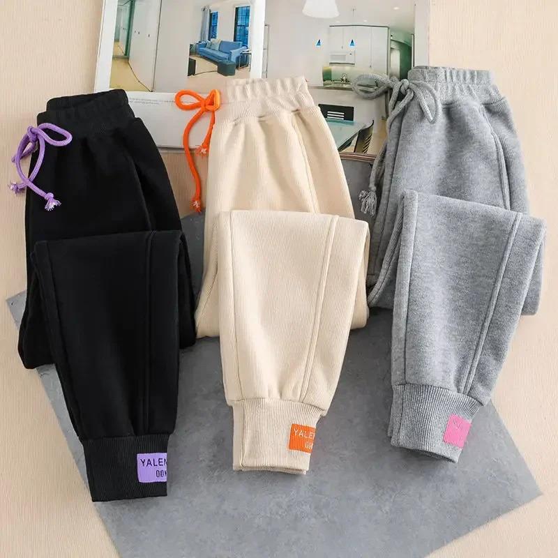 New Gray women Sweatpants Autumn Winter  Baggy Streetwear Oversize Sports Pants Black winter thick Joggers Streetwear Trousers Womenswear Bottom