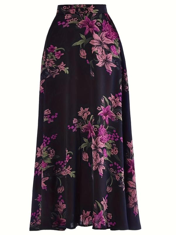 Women's Floral Print A Line Skirt, Elegant Fashion Casual Long Skirt for Daily Outdoor Wear, Ladies Bottoms for All Seasons