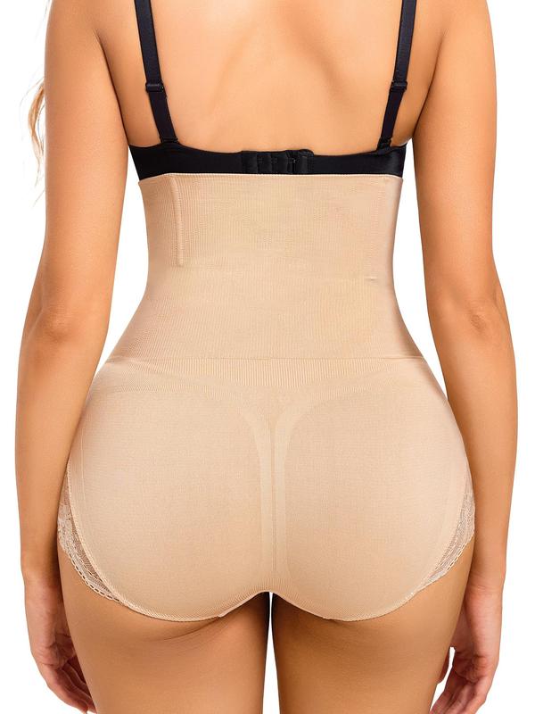 Women's High Waist Contrast Lace Shapewear Panty, Adjustable Hook & Eye Tummy Control Butt Lifting Shaper, Ladies Shapewear Bottom for All Seasons