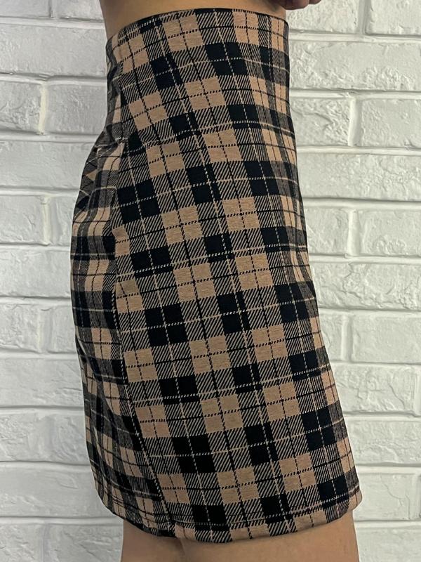 Women's Plaid Print High Waist Bodycon Skirt, Casual Fashion Short Skirt for Daily Wear, Ladies Bottoms for All Seasons