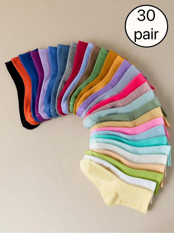 Unisex Random Soild Color Ankle Socks, Casual Comfortable Breathable Socks for Daily Wear, Multipack Low Cut Knit Socks for Men and Women