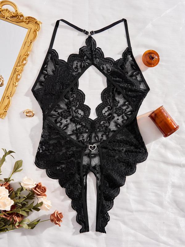 Women's Contrast Lace Bow Decor Lingerie Three-Piece Set, Sexy Comfy Breathable Backless Lingerie Set for Daily Wear, Women's Lingerie & Underwear for All Seasons