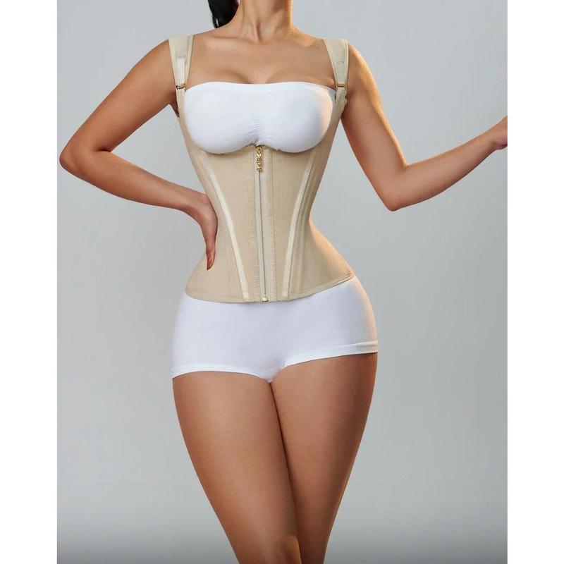 Fajas Colombianas Body Shaper Shapewear Women Vest Tops Double Compression Waist Trainer Corset Adjustable Zipper and Hook-eyes