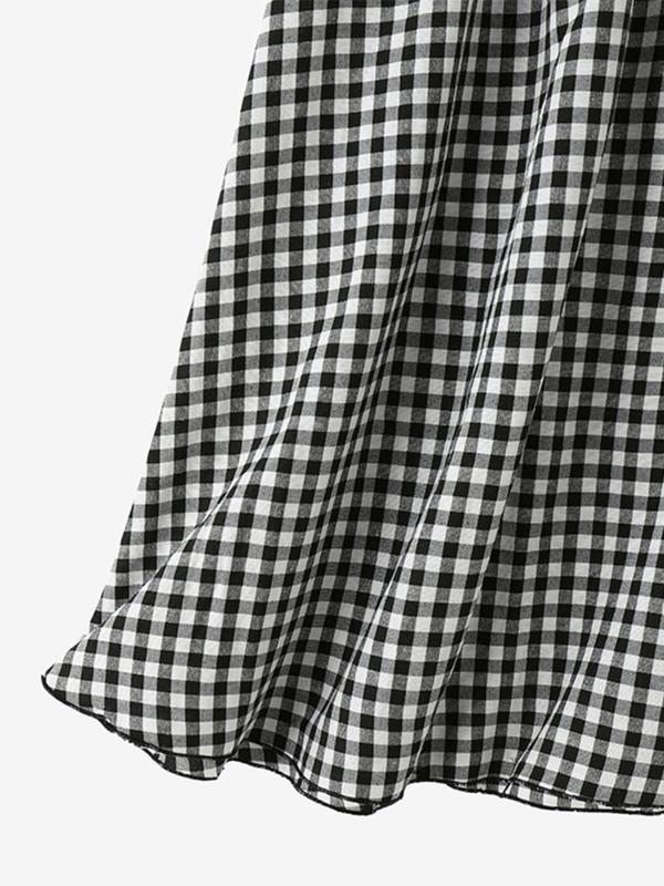 Women's Plaid Print Pocket Elastic Waist A Line Skirt, Casual Fashion High Waist Midi Skirt for Daily Wear, Ladies Bottoms for All Seasons