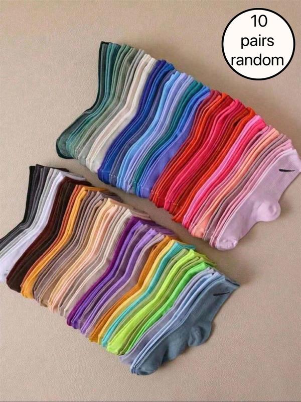 Unisex Random Soild Color Ankle Socks, Casual Comfortable Breathable Socks for Daily Wear, Multipack Low Cut Knit Socks for Men and Women