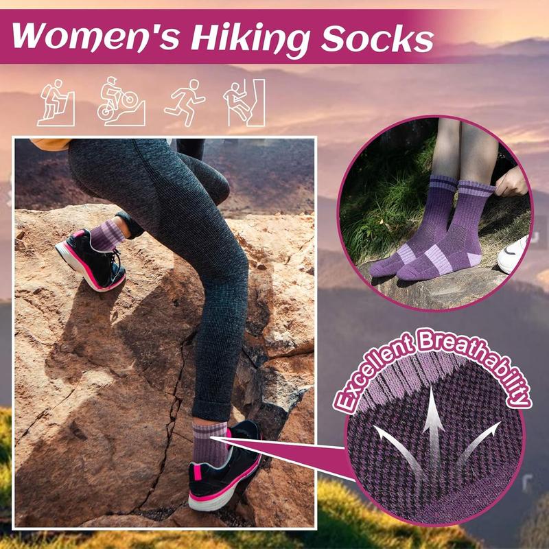 Thermal Boot Socks for Women,5 Pairs Warm Merino  Socks Hiking Socks Thick Crew Cushion Socks