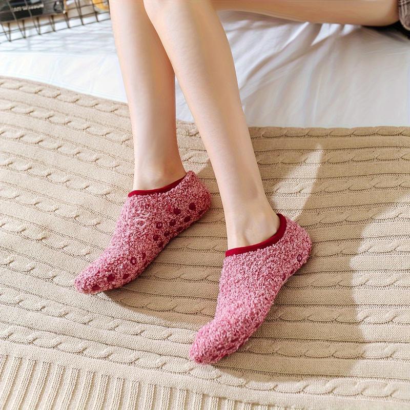 1 3 Pairs Fuzzy Slipper Socks, Comfy & Warm Non-slip Floor Socks, Women's Stockings & Hosiery