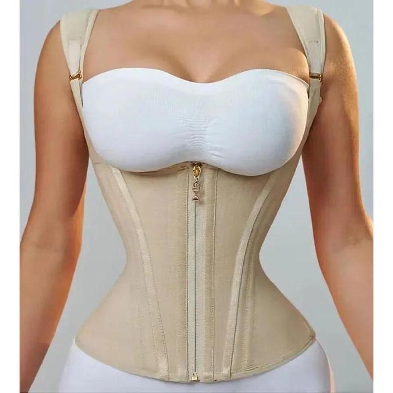 Fajas Colombianas Body Shaper Shapewear Women Vest Tops Double Compression Waist Trainer Corset Adjustable Zipper and Hook-eyes