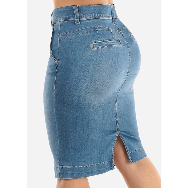 Butt Lifting Soft Denim Pencil Skirt