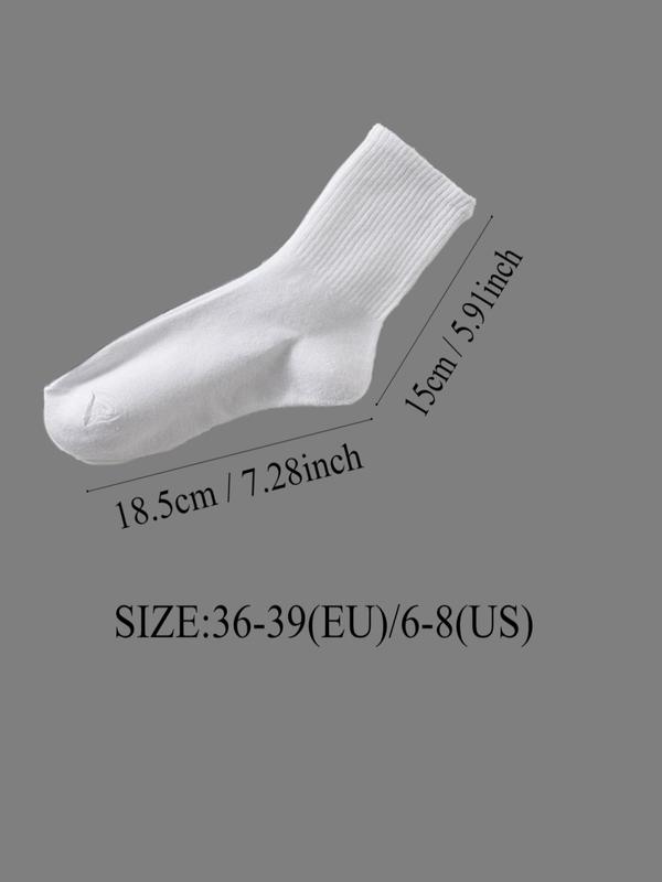 Women's 12 Pairs Solid Crew Socks, Basic Breathable Sweat-absorbing Mid-calf Socks for Daily Wear, Socks for Women, Women's Socks Multipack for All Seasons