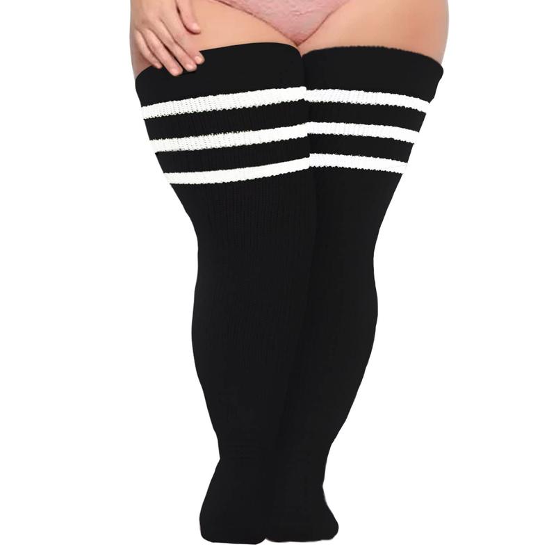 Plus Size Womens Thigh High Socks for Thick Thighs- Extra Long Striped Thick Over the Knee Socks- Leg Warmer Boot Socks thigh high socks plus size thigh socks