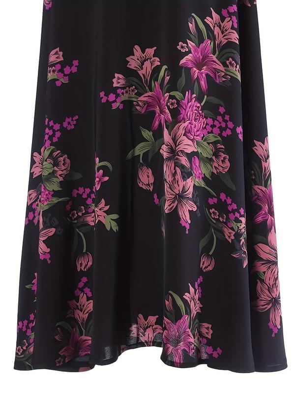 Women's Floral Print A Line Skirt, Elegant Fashion Casual Long Skirt for Daily Outdoor Wear, Ladies Bottoms for All Seasons