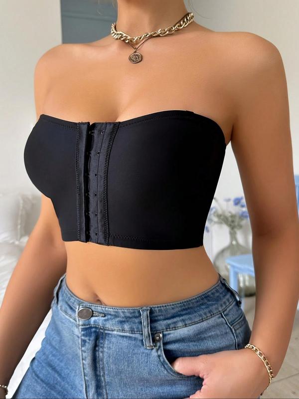 Women's Solid Color Removable Straps Push Up Bra, Casual Comfortable Breathable Front Buckle Bra, Women's Lingerie for All Seasons