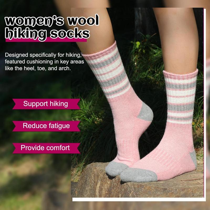 Thermal Boot Socks for Women,5 Pairs Warm Merino  Socks Hiking Socks Thick Crew Cushion Socks