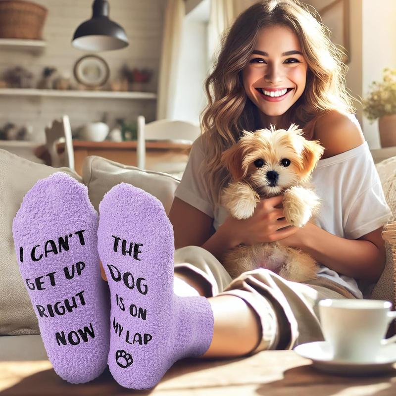 Funny Gifts for Mom, Dog Mom Gifts for Women, Fuzzy Dog Socks, Christmas Stockings Stuffers