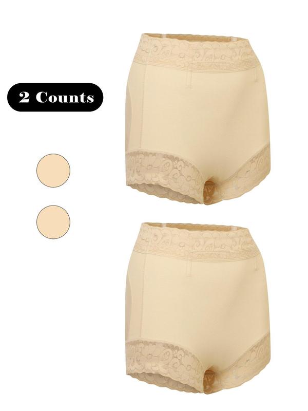 Women's Plain Contrast Lace High Waist Boyshorts, Casual Comfy Breathable Seamless High Rise Panty for Daily Wear, Ladies Underwear for All Seasons, Fall Clothes