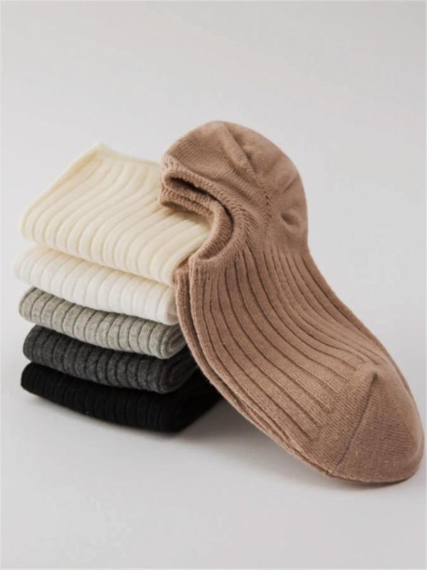 Women's 6 Pairs Minimalist Solid Ankle Socks, Summer 2024 Comfy Breathable Knit Socks for Daily Wear, Basic Multipack Socks for Summer