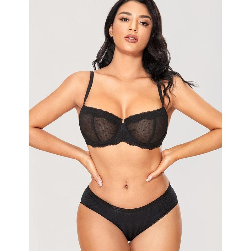 Big Chest Seamless Underwear Full Cup Thin Women's French Lace Bra plus Size Anti-Sagging