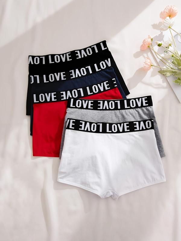 LGBTQ+ Women's Contrast Letter Tape Boxer Briefs, Casual Soft Comfortable Panties for Daily Wear, Comfort Womenswear for Lady, Women Summer Boxer Briefs, Underwear for Women