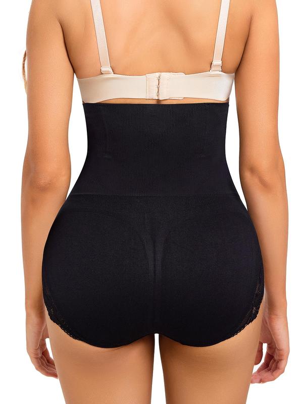 Women's High Waist Contrast Lace Shapewear Panty, Adjustable Hook & Eye Tummy Control Butt Lifting Shaper, Ladies Shapewear Bottom for All Seasons