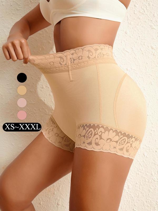 Women's Plain Contrast Lace High Waist Boyshorts, Casual Comfy Breathable Seamless High Rise Panty for Daily Wear, Ladies Underwear for All Seasons, Fall Clothes