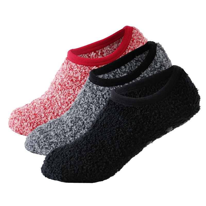 1 3 Pairs Fuzzy Slipper Socks, Comfy & Warm Non-slip Floor Socks, Women's Stockings & Hosiery