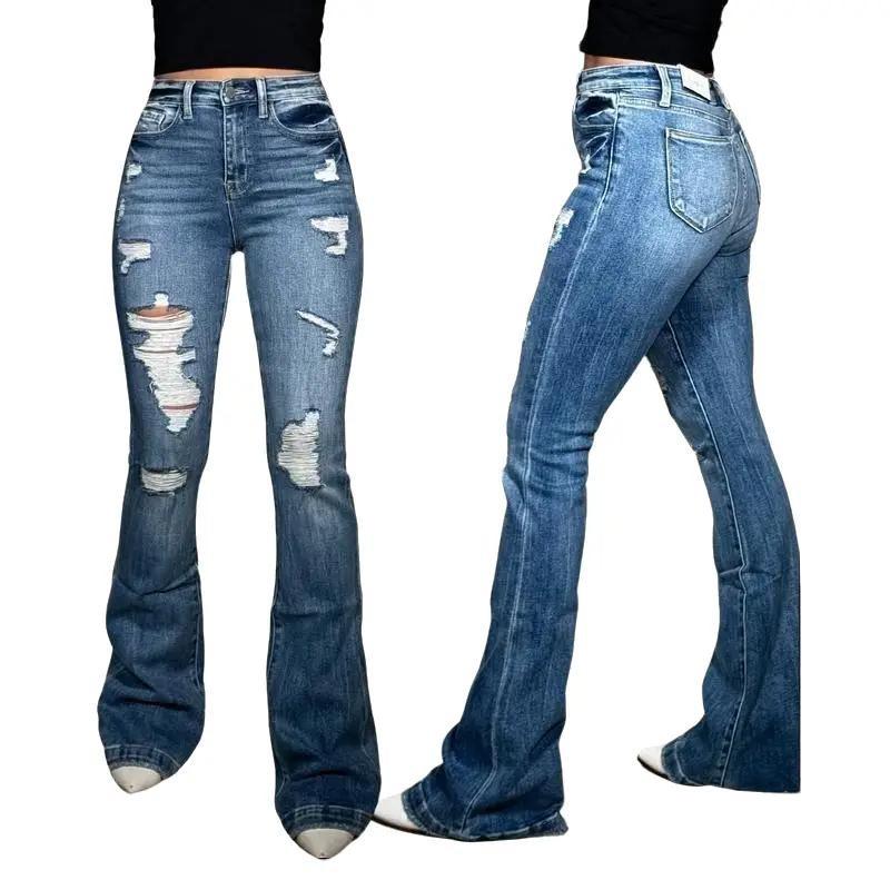 2024 Bootcut Jeans for Women High Waist Classic Stretch Flare Denim Pants judy blue casual washed ripped jeans