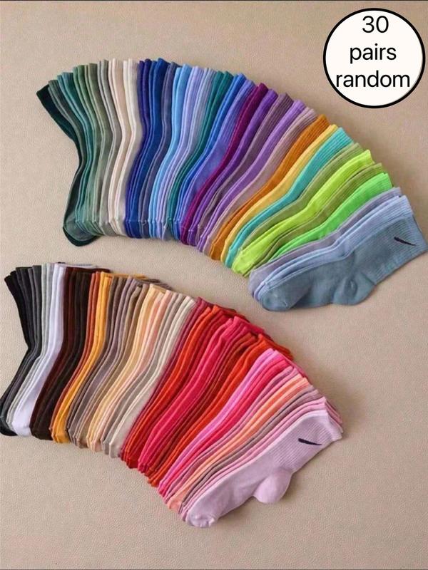 Unisex Random Soild Color Ankle Socks, Casual Comfortable Breathable Socks for Daily Wear, Multipack Low Cut Knit Socks for Men and Women