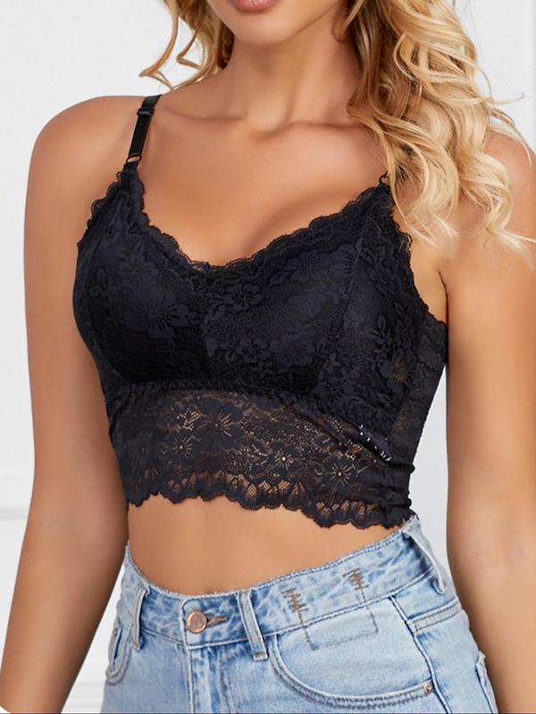 Women's Floral Lace Bralette, Adjustable Strap Wireless Bra, Soft Comfy Breathable Lingerie for All Seasons